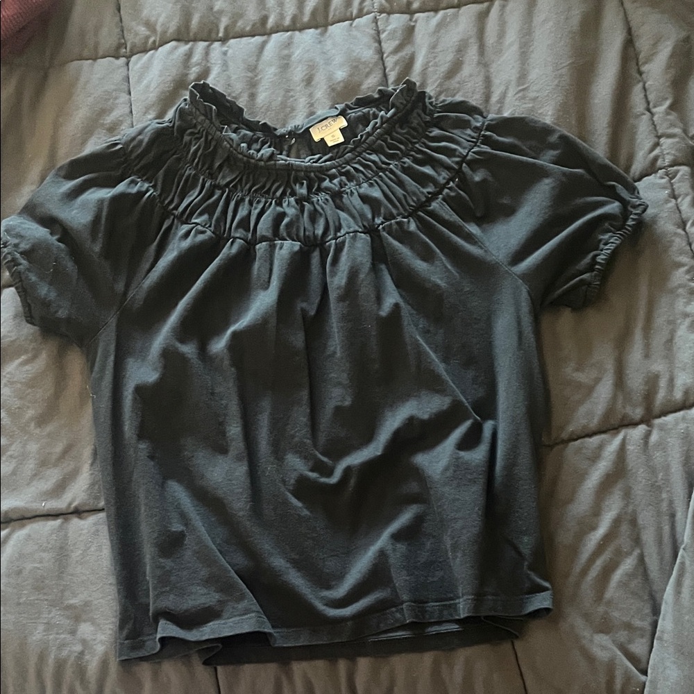 J. Crew Black Ruffled Blouse